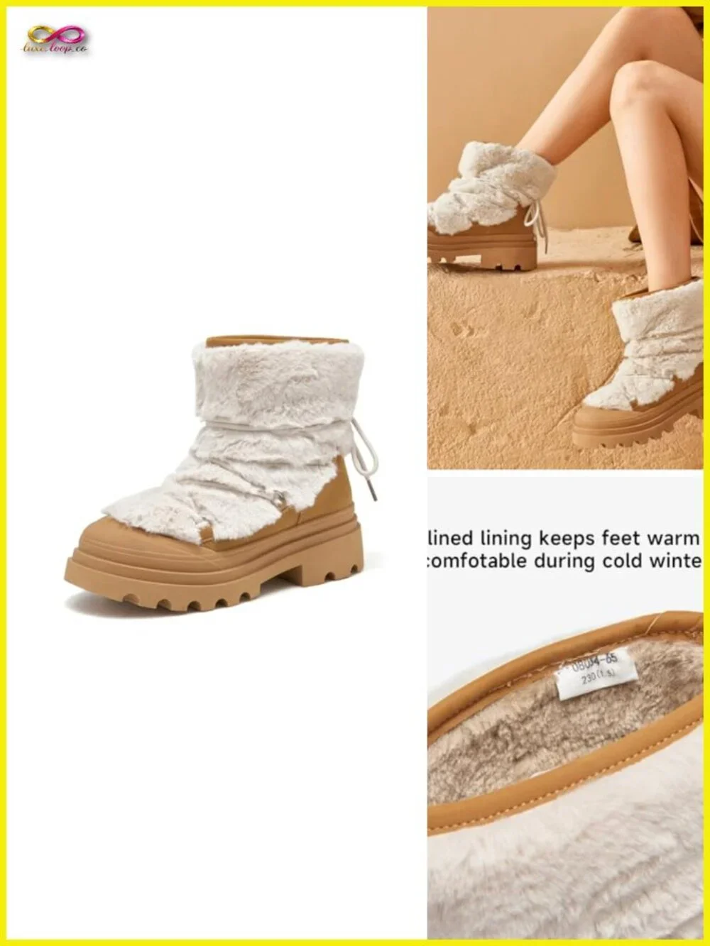 Chunky Platform Non-slip Winter Fur Boots Ankle Booties